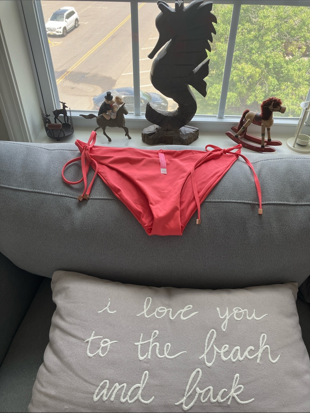 VS dusty pink string bikini bottoms size Large New